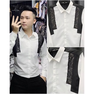 Áo sơ mi nam họa tiết da rắn, áo sơ mi dài tay vải lụa cao cấp ôm form body, t-man