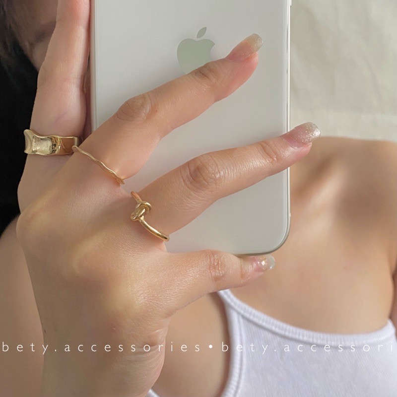 Set nhẫn 3 chiếc Teri phong cách hàn quốc (2 màu)