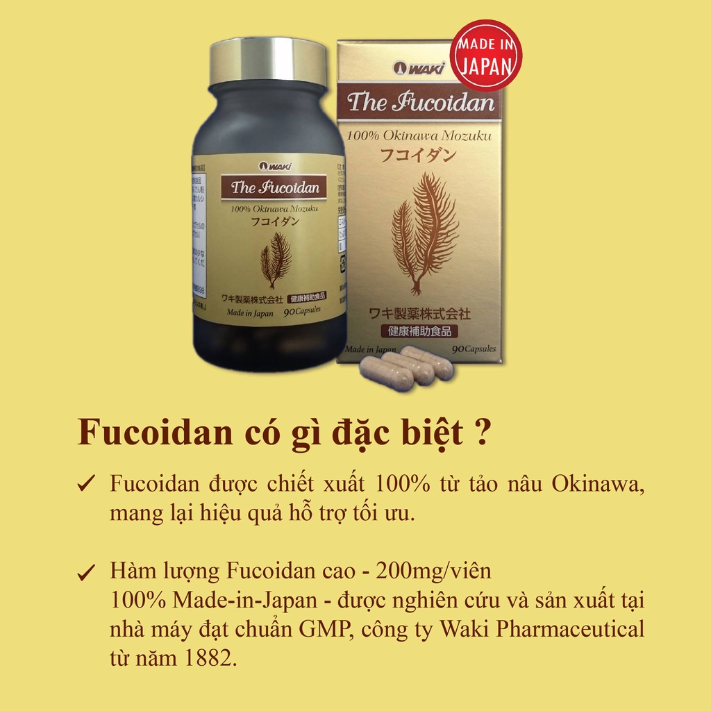 The Fucoidan Waki - 100% Tinh Chất Tảo Nâu Okinawa Nhật Bản Giúp Tăng Miễn Dịch, Giảm Tác Dụng Phụ Hóa Xạ Trị