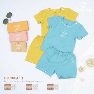 Bu Baby- Đồ bộ cộc tay cài vai cho bé trai và gái từ 6 tháng đến 4 tuổi Buganik Imprint BOC004.01