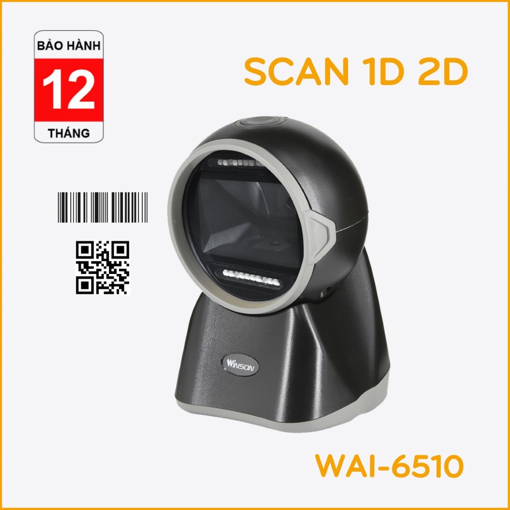 Máy quét mã vạch đa tia dPos WAI-6510 để bàn Scan đọc mã vạch Barcode 1D mà QR Code 2D chuyên cho siêu thị Mini Bách hóa