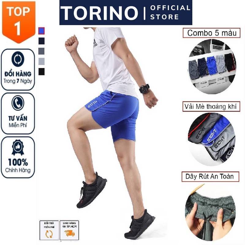 [𝐂𝐎𝐌𝐁𝐎 𝟑-𝟓] Quần đùi nam 𝐄𝐂𝐇𝐓, quần short tập gym, thể thao nam thoáng mát, co giãn tốt