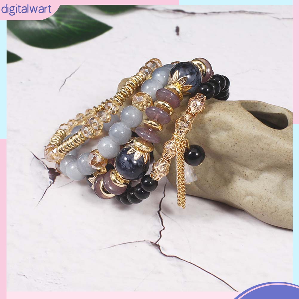 Set 4 Vòng Tay Chuỗi Hạt Phong Cách Boho Thời Trang Cho Nữ