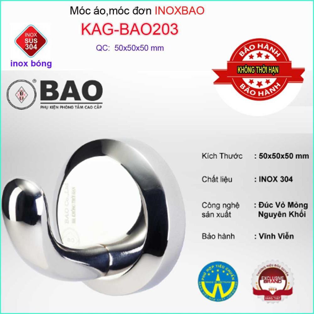 Móc treo đồ cao cấp Inox Bảo, móc áo Inox SUS304 KAG-BAO203