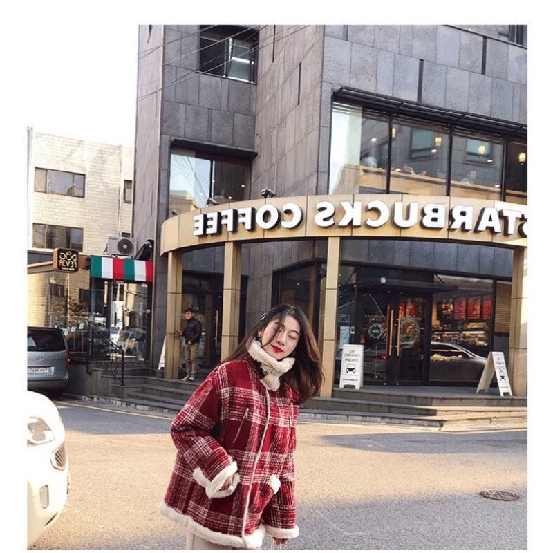 Order Áo khoác kẻ lót lông dày dặn ulzzang | BigBuy360 - bigbuy360.vn