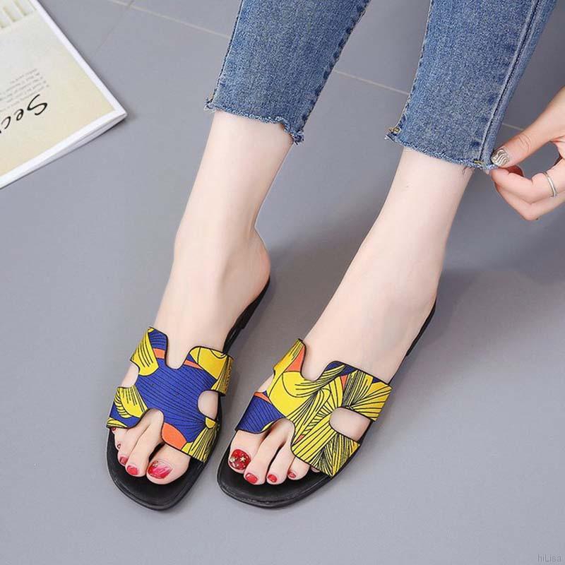 [Lisa]Women's Fashion Versatile Printed Flat-bottomed  Sandals