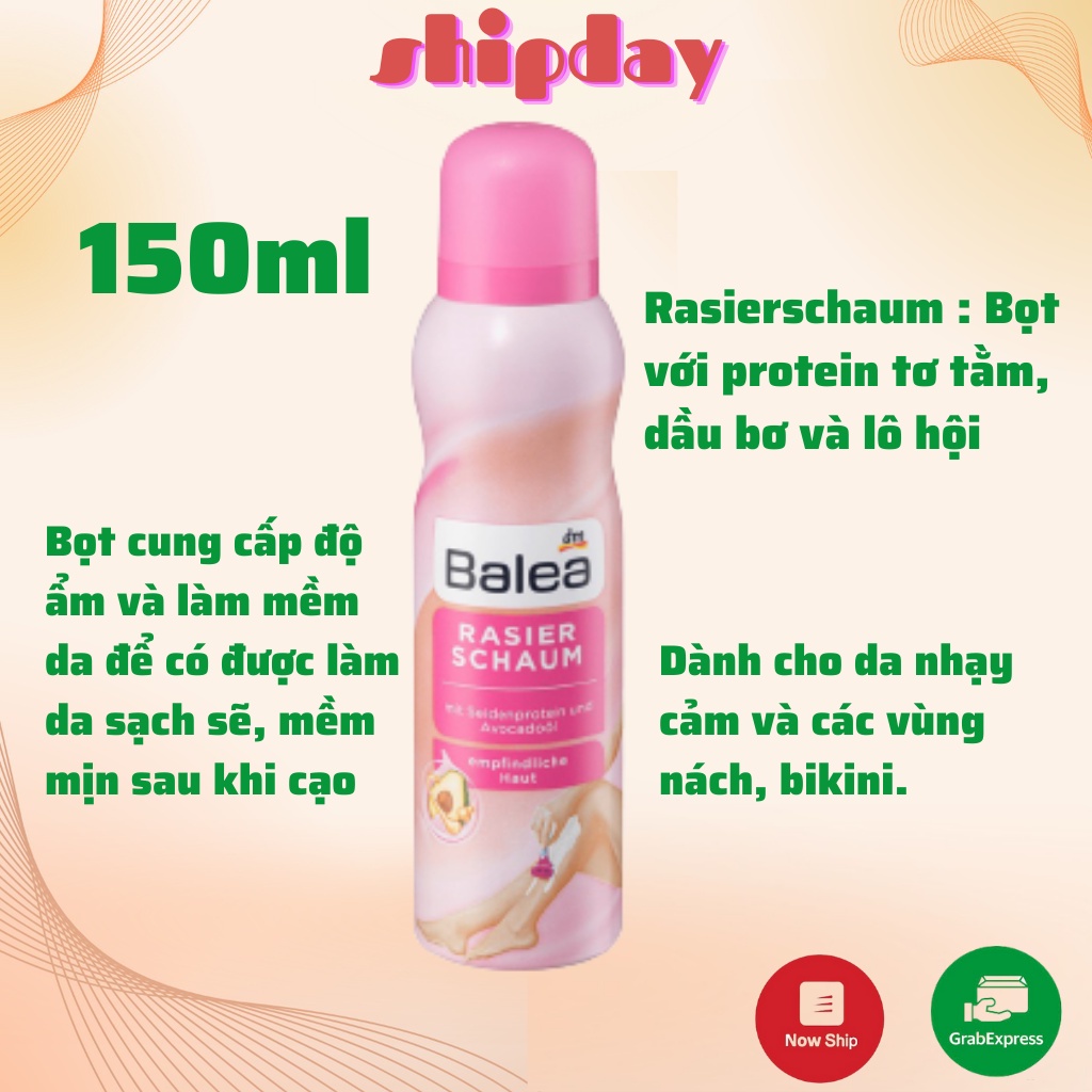 Bọt tẩy lông Balea, gel cạo lông, kem dưỡng sau wax, kem tẩy lông Balea Đủ Bill- Nội địa Đức