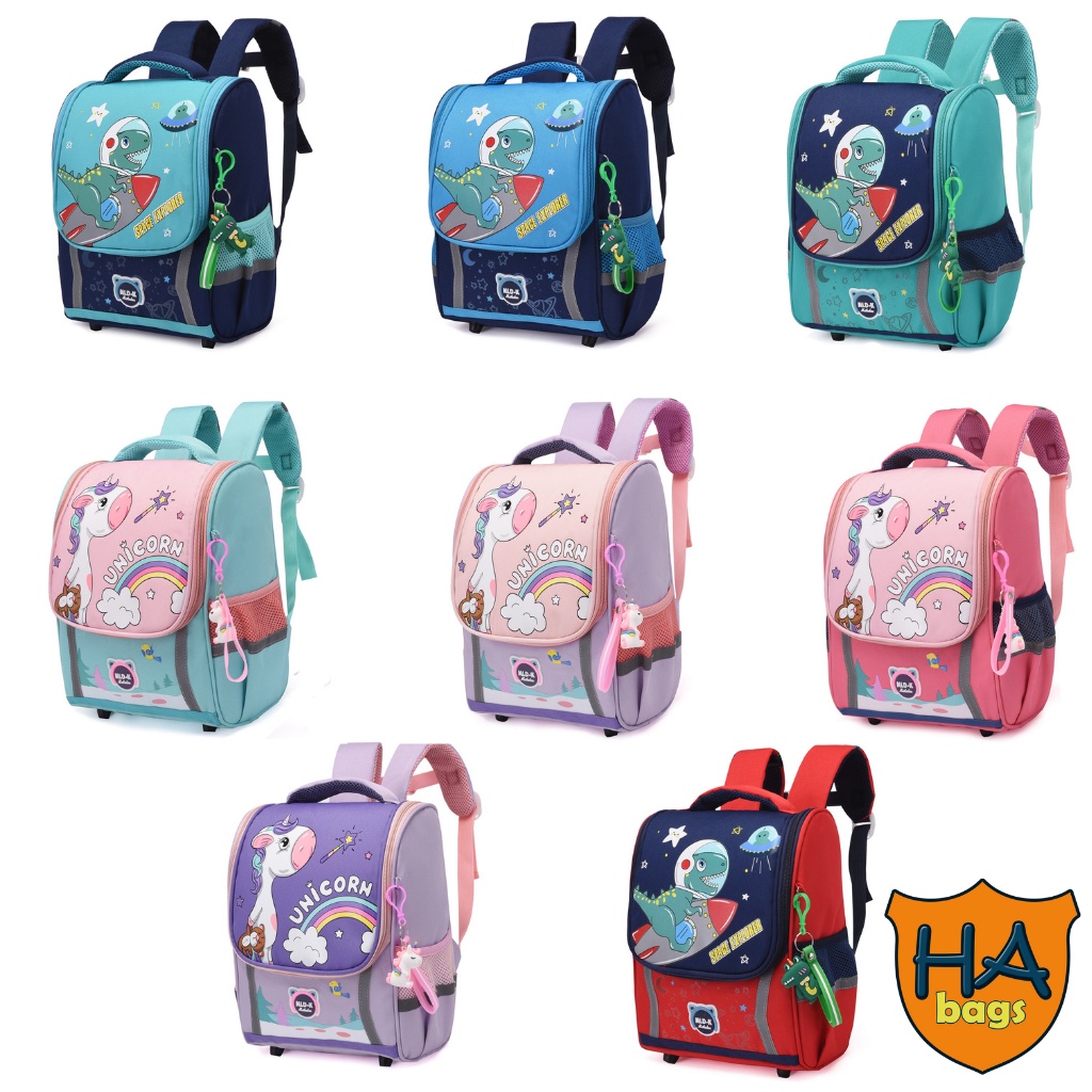 Balo đi học siêu nhẹ HA1017  kích thước 37x26x13,5cm phù hợp cho bé mẫu giáo lớn và học sinh lớp 1