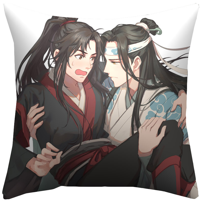 Vỏ gối vải polyester in họa tiết manga Mo Dao Zu Shi đẹp mắt 45 x 45cm
