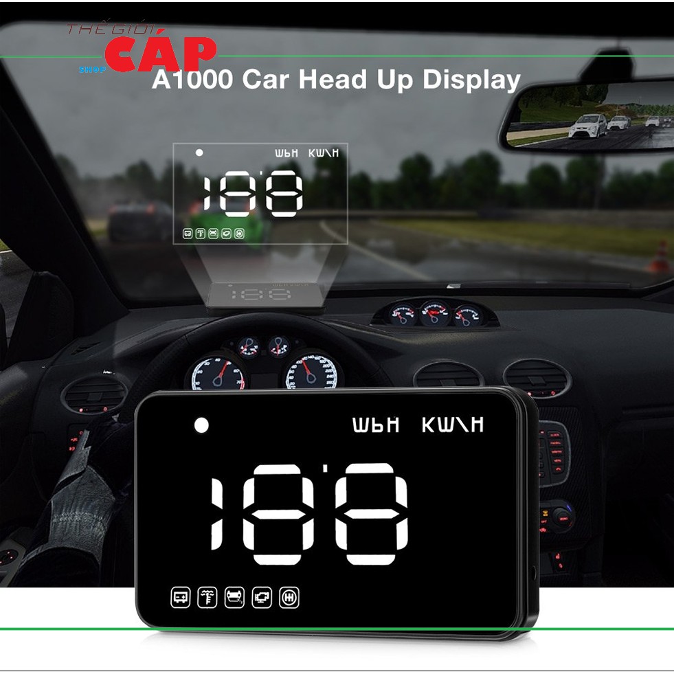 HUD Hiển Thị Cảnh Báo Tốc Độ Lên Kính Lái A1000