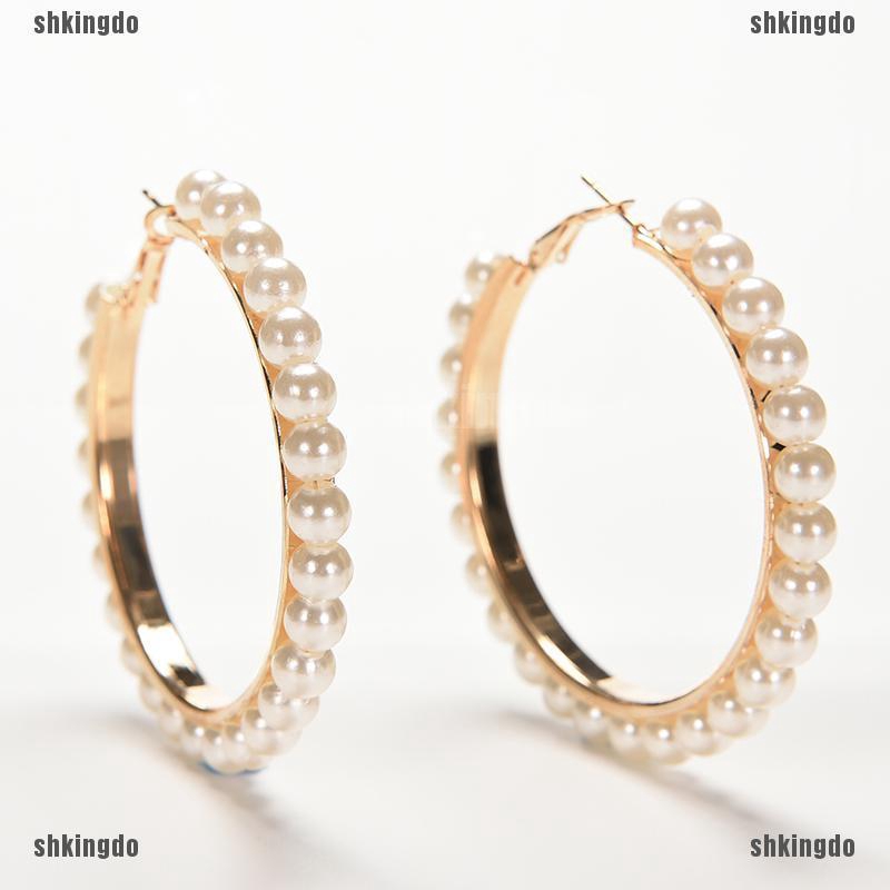 Khuyên Tai Mạ Vàng Đính Ngọc Trai Nhân Tạo Thời Trang