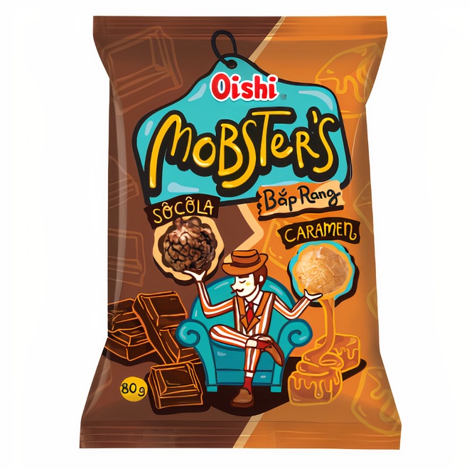 Combo 12 gói Oishi Bắp Rang Vị Sôcôla Caramen Mobsters