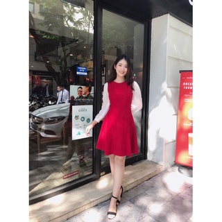  Váy Thiết Kế Nhung Mỏng Tay Voan - G022