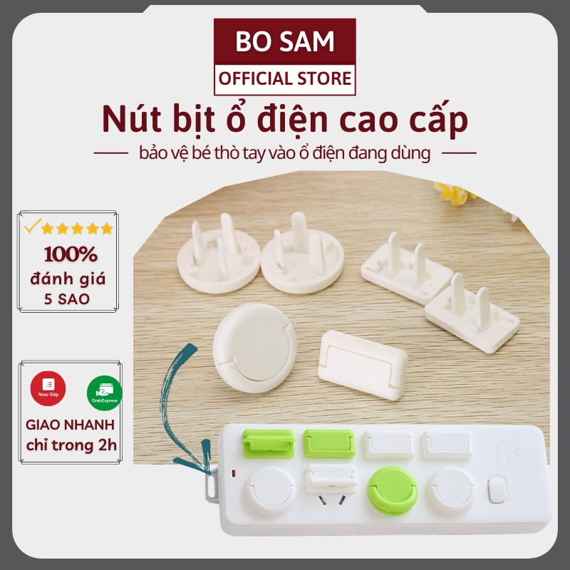 Bịt ổ điện 2 chân, 3 chân cao cấp, shop bố sam, chống giật, nhỏ gọn chắc chắn, bảo vệ an toàn cho bé.