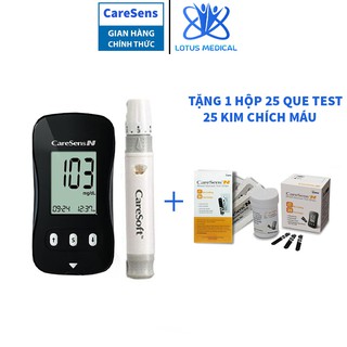 Máy đo đường huyết CARESENS N - Máy đo tiểu đường tặng kèm 25 que thử và 25 kim chích