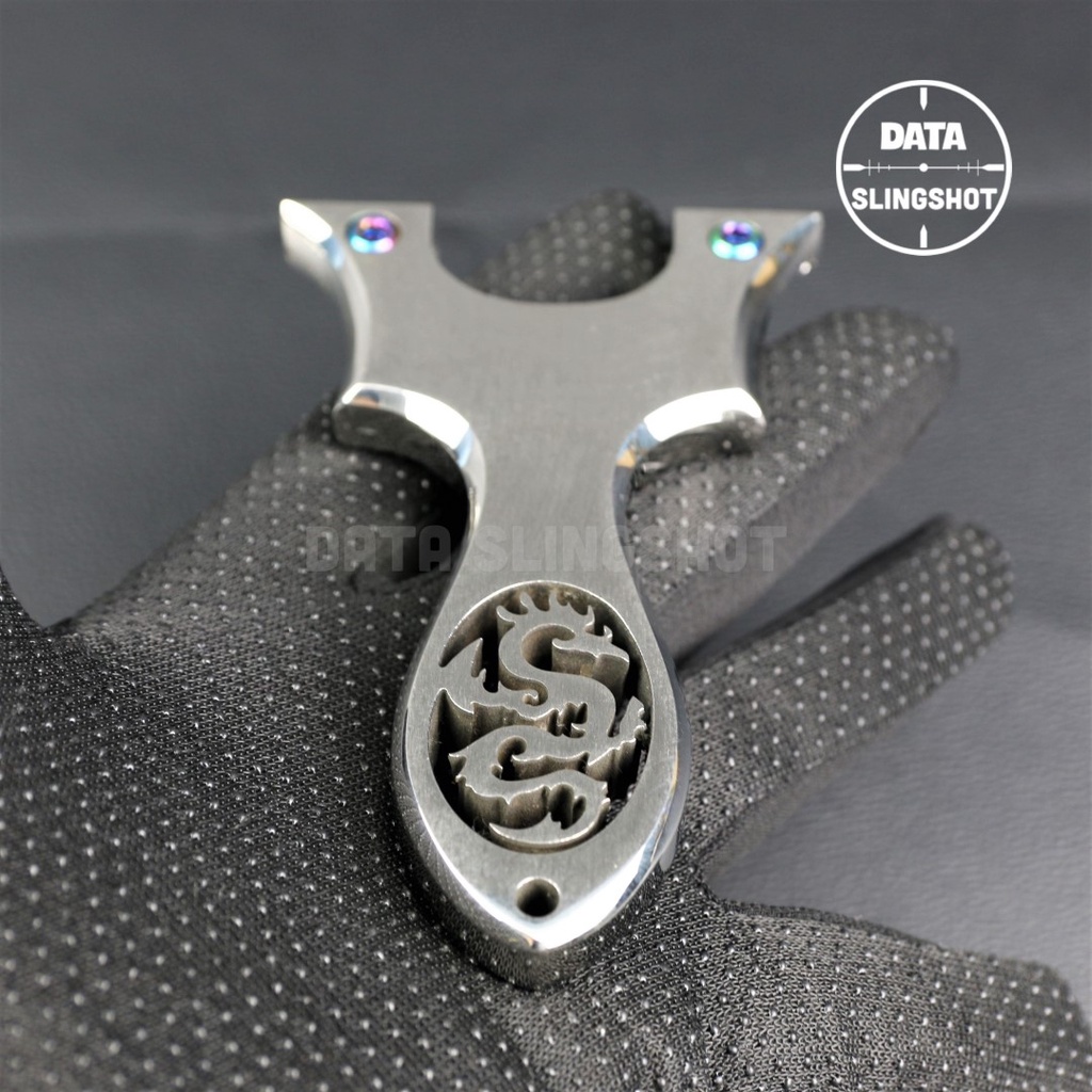 Ná Cao Su Inox CNC Ná Rồng Chạc 7 Mài Bo Cạnh Hoàn Thiện gắn sẵn 2 ốc Titan - Chạc kẹp bắn thun dẹt - DATA SlingShot