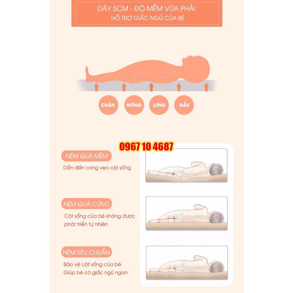 Nệm sơ dừa cho cũi, Đệm cũi cho bé 100% xơ dừa tự nhiên - Thoáng mát