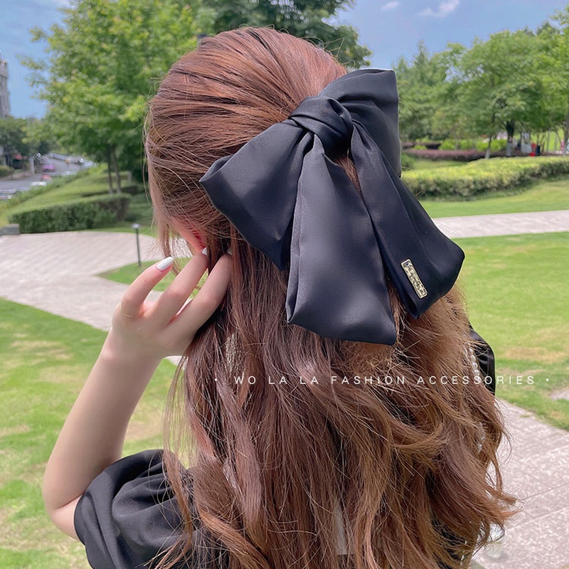 Kẹp Tóc Nơ Vải Satin Cỡ Lớn Kiểu Hàn Quốc Xinh Xắn