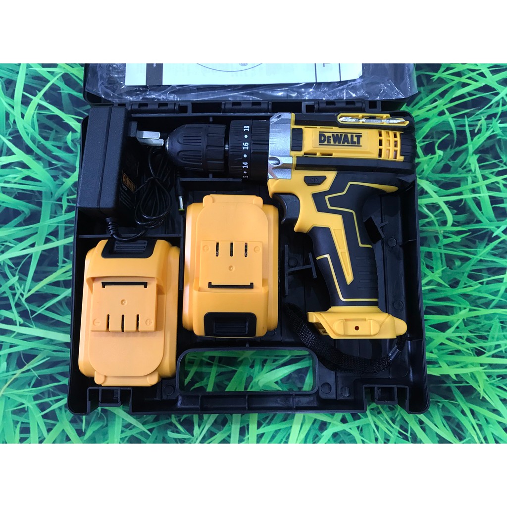 [TẶNG MŨI KHOAN] Máy khoan pin, máy vặn vít Dewalt 26v loại 1 có búa, bộ 2 pin 5 cell