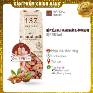 Sữa Hạt HẠNH NHÂN  không ngọt 137 Degrees - Hộp 1000ml