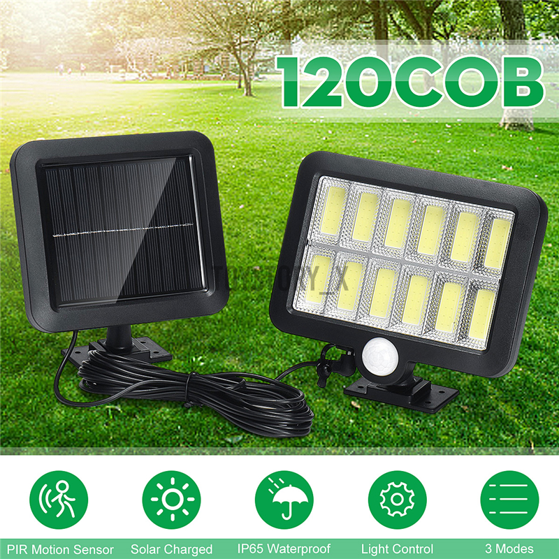 Đèn Led Năng Lượng Mặt Trời 120cob Cảm Biến Chuyển Động 3 Chế Độ Chống Thấm Nước