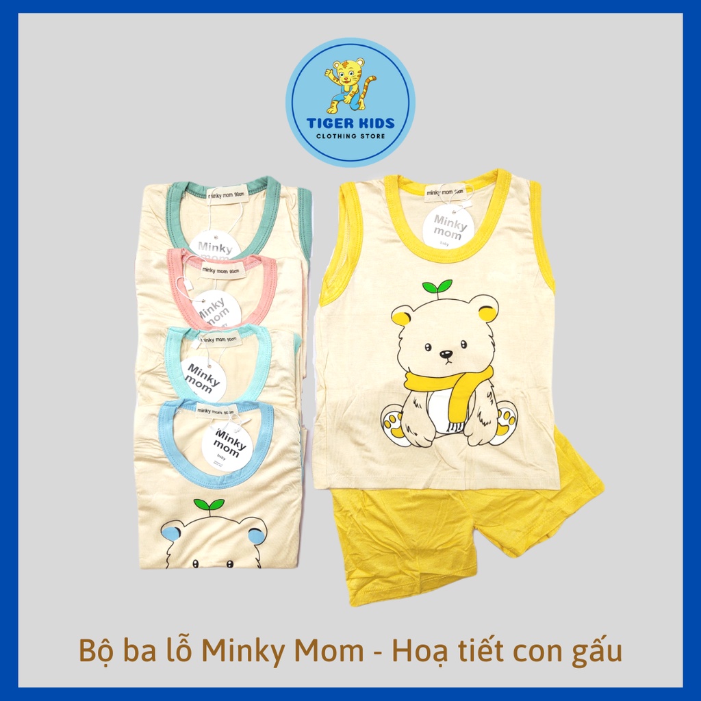 Bộ Ba Lỗ Hình Con Gấu Minky Mom - Chất Thun Lạnh Cho Bé Trai Bé Gái (6-16kg)