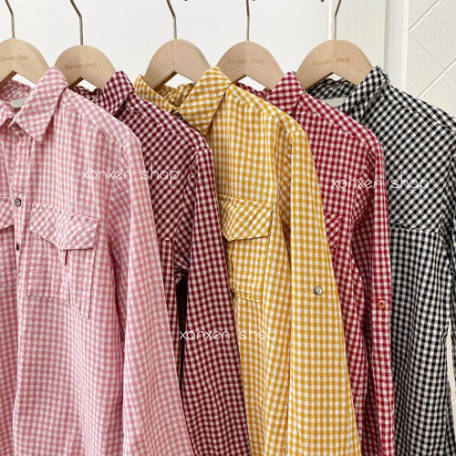 Áo sơ mi nữ caro Xonxen shop chất vải thoáng mát free size, mã 25