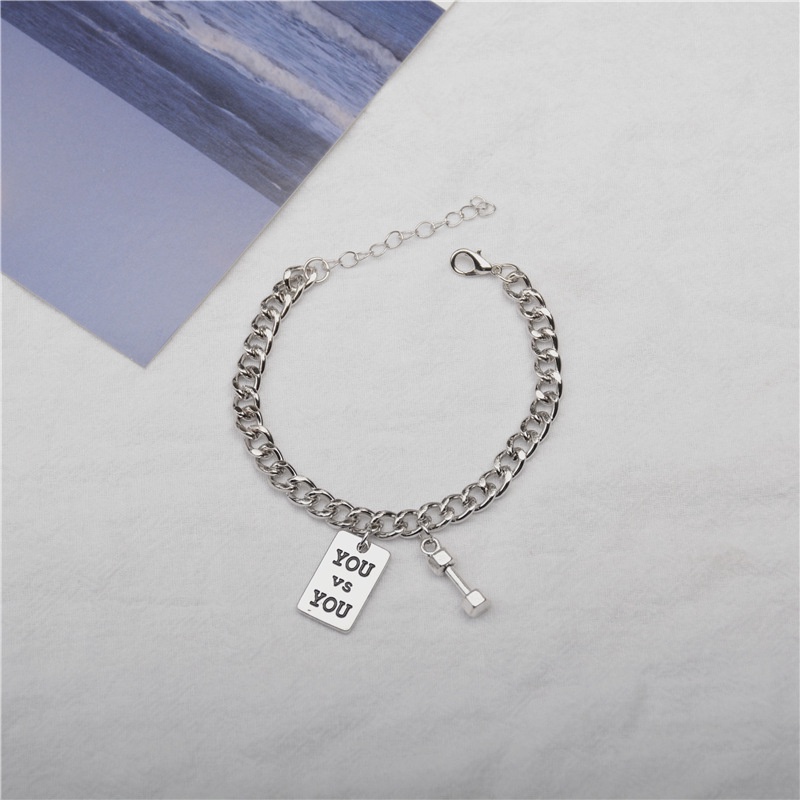 Vòng Tay Dây Xích Mặt Vuông Phong Cách Hip Hop Cá Tính Cho Cặp Đôi