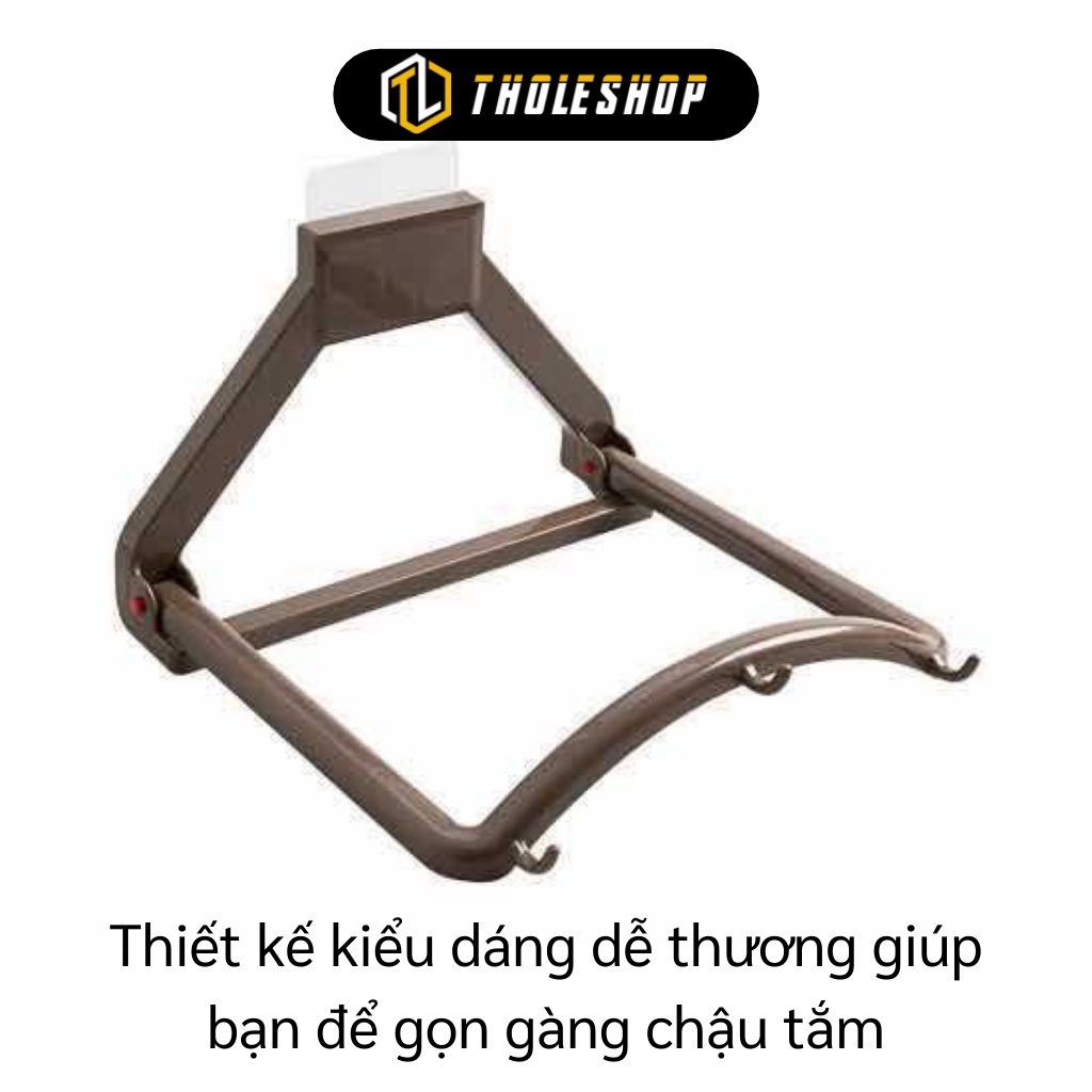 [SGD] Giá Treo Chậu - Khung Gác Chậu, Rỗ, Thau Dán Tường Gấp Gọn, Có Móc Treo Đồ 8938