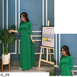 Áo dài trơn lụa nhật/màu xanh