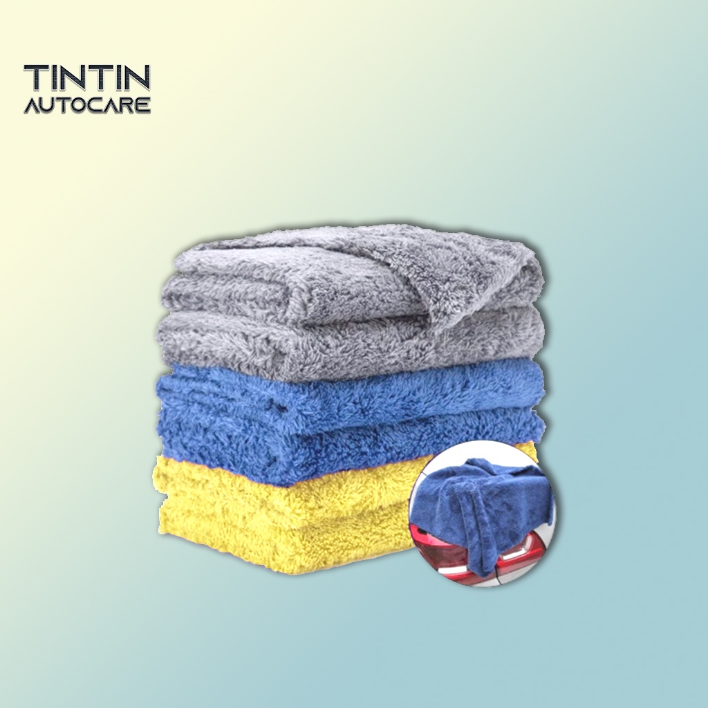 Khăn lau ô tô xe hơi cao cấp TINTIN AUTOCARE lông cừu dày siêu mềm siêu thấm nước gấp 5 lần trọng lượng khăn