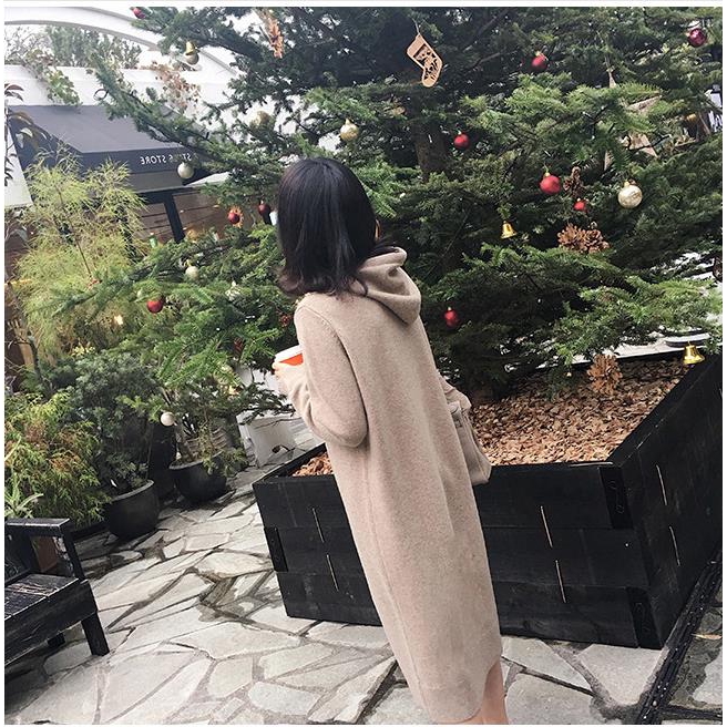 Đầm Len Dài Tay Có Mũ Hoodie Form Rộng Thời Trang Cho Sinh Viên | BigBuy360 - bigbuy360.vn