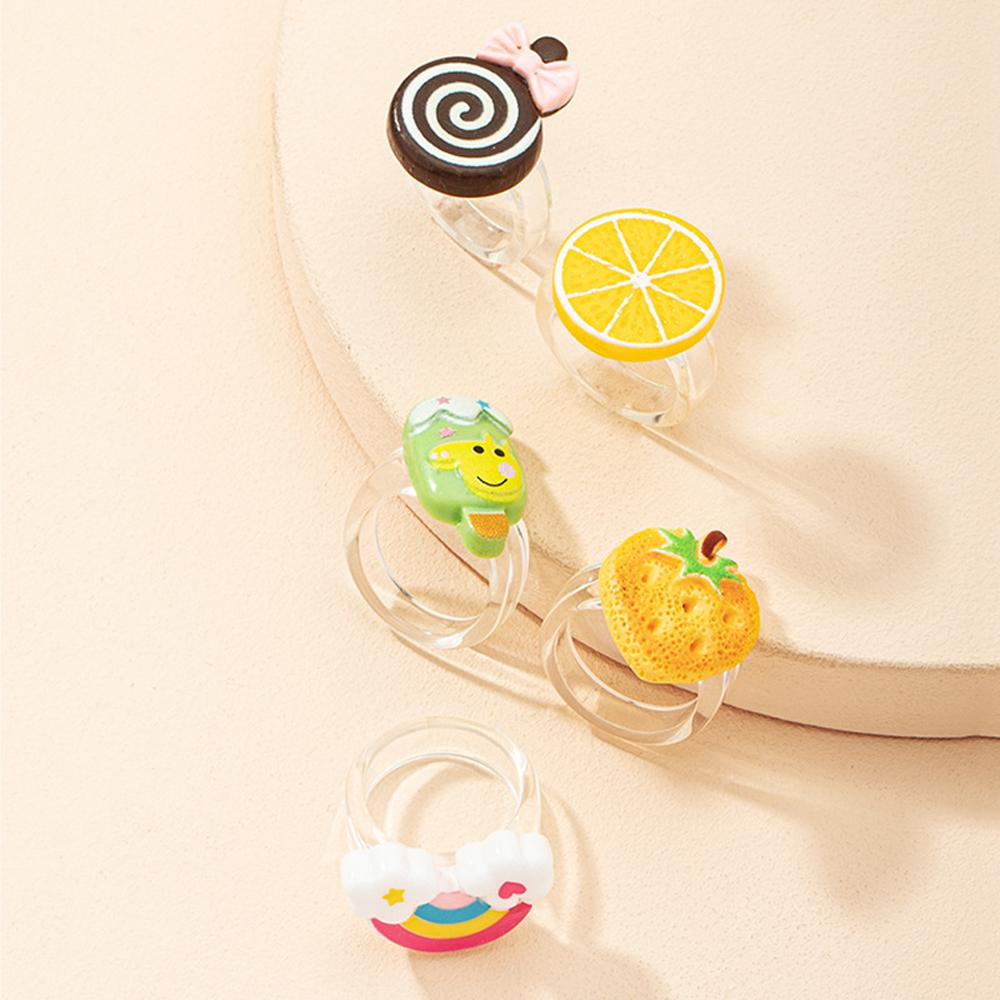 Nhẫn Acrylic Trong Suốt Hình Cây Kem Phong Cách Hàn Quốc