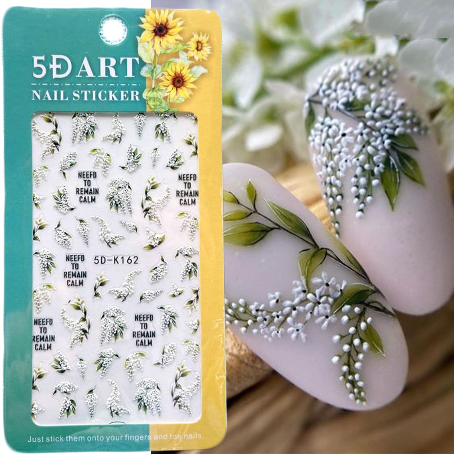 Hình Dán Móng Tay Hoa Lily Ba Chiều Dập Nổi Phong Cách Mới 5D Ba Chiều Hoa Lily Of The Lily Of The Lily Of The Tulip Whi