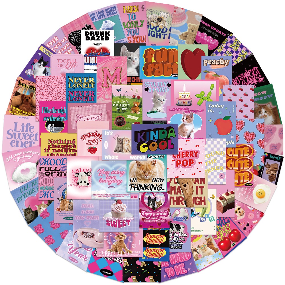 Bộ 65 Miếng Dán Trang Trí Điện Thoại / Ván Trượt Kiểu Vintage Dễ Thương