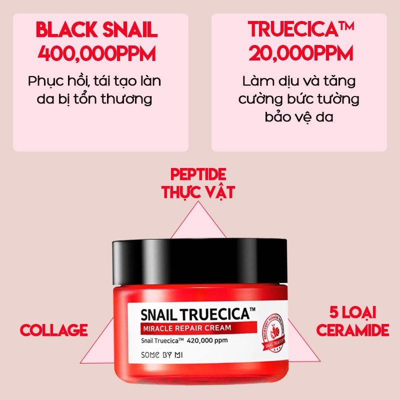 Kem Dưỡng Some By Mi Phục Hồi Dưỡng Ẩm Giúp Da Săn Chắc Đàn Hồi Snail Truecica Miracle Repair Cream 60g - Khongcoson
