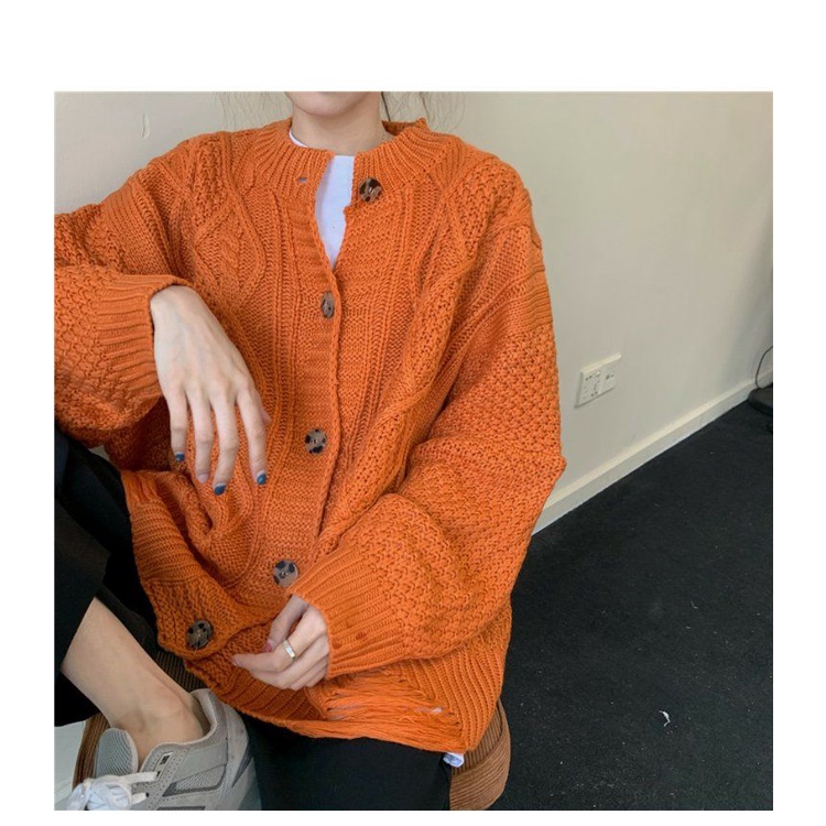 Áo khoác cardigan dáng rộng tay dài phong cách Hàn Quốc thời trang mùa thu cho nữ