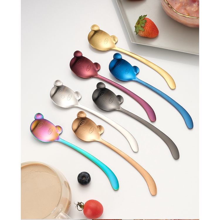 Muỗng Cà Phê Bằng Thép Không Gỉ 304 Hình Gấu Hoạt Hình Sáng Tạo