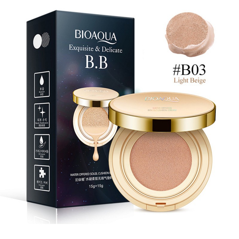 Phấn nước BB cream che khuyết điểm dưỡng ẩm và làm sáng da BIOAQUA có mút tán đi kèm | BigBuy360 - bigbuy360.vn
