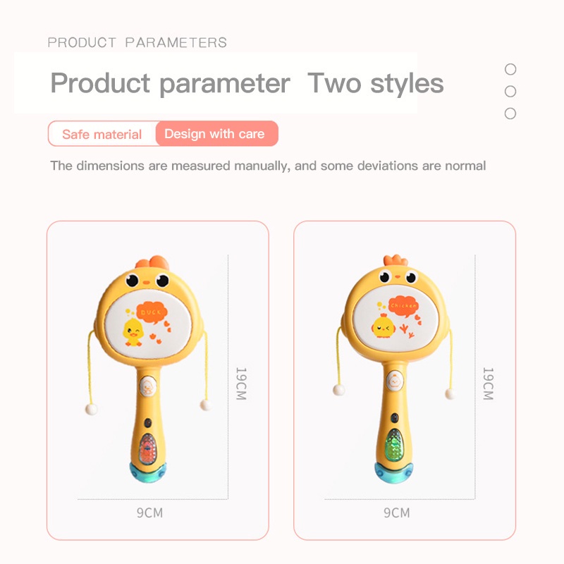 Đồ Chơi Lục Lạc Cầm Tay Họa Tiết Hoạt Hình Có Nhạc Và Đèn Cho Bé Sơ Sinh