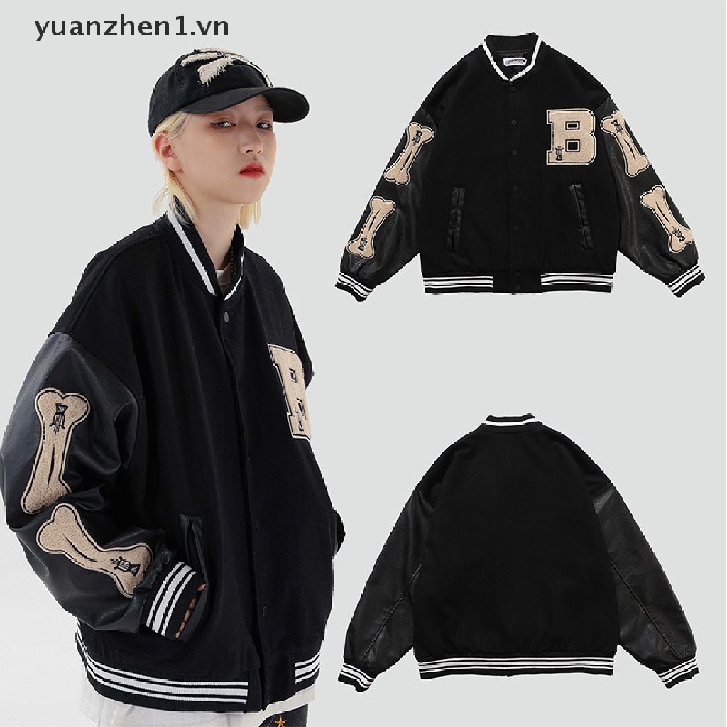 Áo Khoác Bomber Phong Cách Harajuku Hip Hop Cá Tính Cho Cặp Đôi