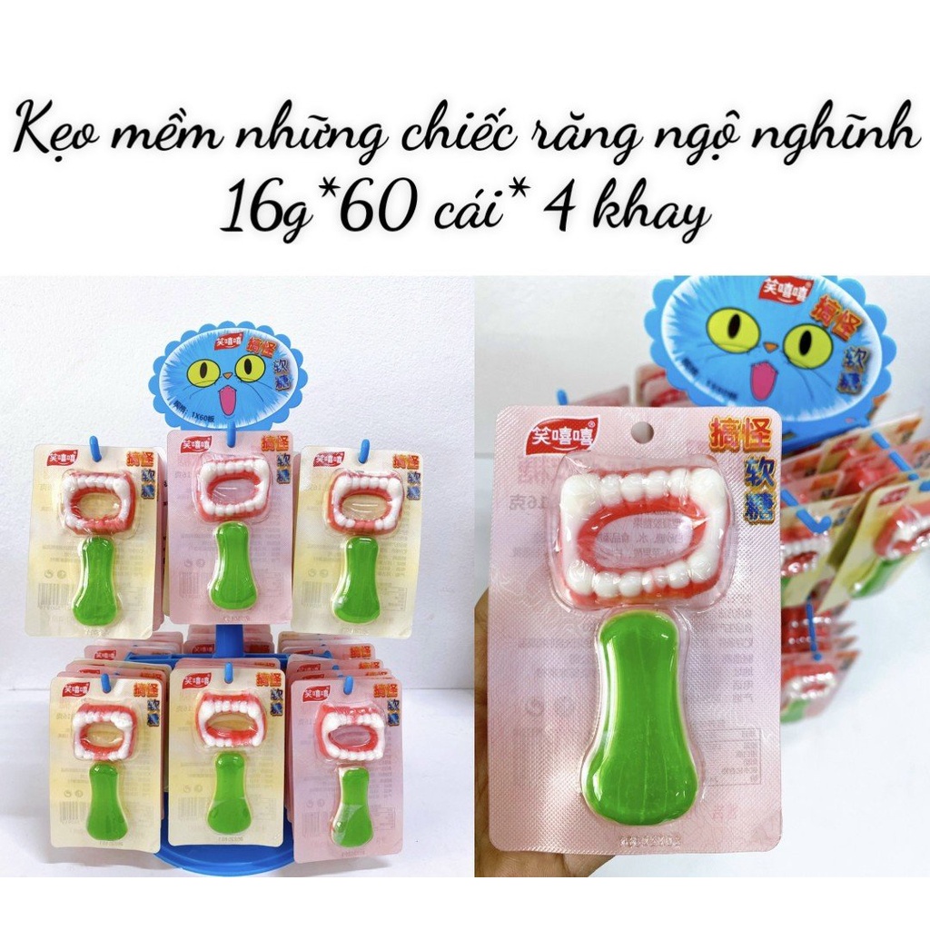 Combo 10 cái Kẹo dẻo hoạt hình / Kẹo dẻo hình Cá sấu , ếch, nhện, răng vị hoa quả tổng hợp