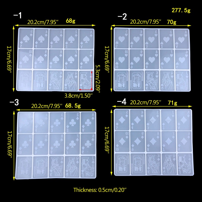 Set 15 Tấm Khuôn Silicon Làm Thẻ Bài Resin