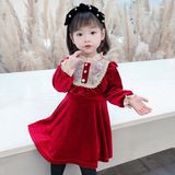Váy nhung đỏ bèo ngực