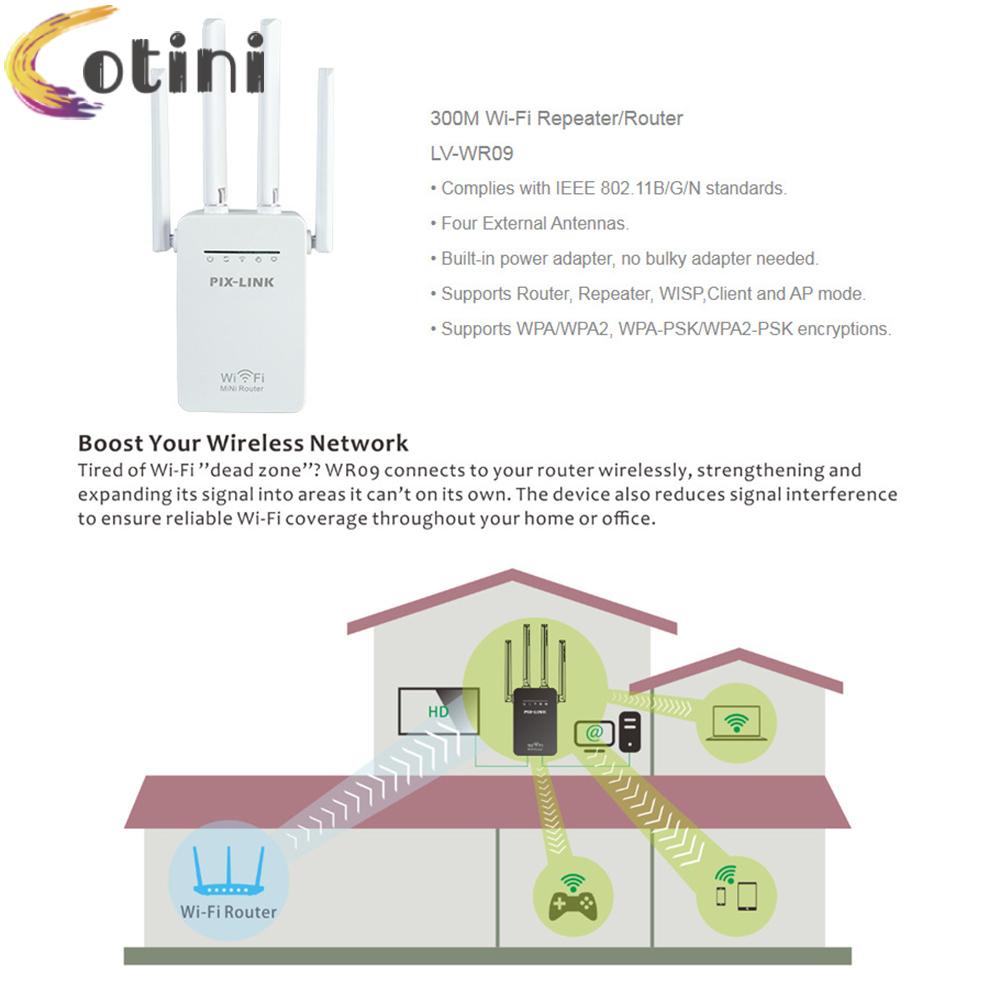 Thiết Bị Khuếch Đại Tín Hiệu Wifi Cotini Wr09Q 300mbps 2.4g | BigBuy360 - bigbuy360.vn