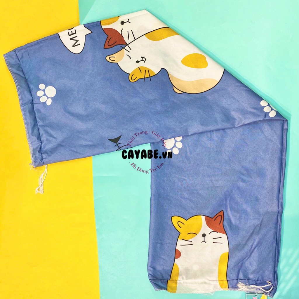 VỎ GỐI ÔM CAYABE HÌNH MÈO MÀU XANH