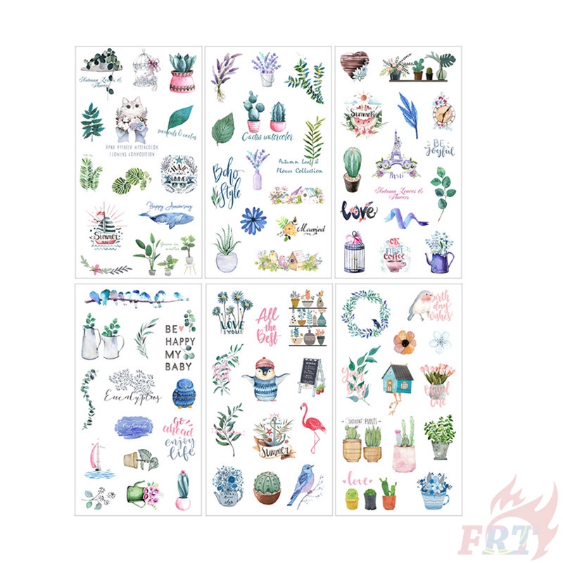 > Ready Stock <❉ Original Plant Giấy và decal dán tường ❉6Sheet/set Tropical Cactus Diary Scrapbooking Decals Stickers