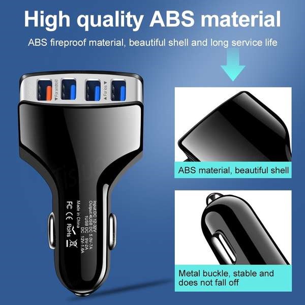 Sạc Nhanh QC3.0 4 CổNg Trên Xe Ô Tô Cho iPhone Android