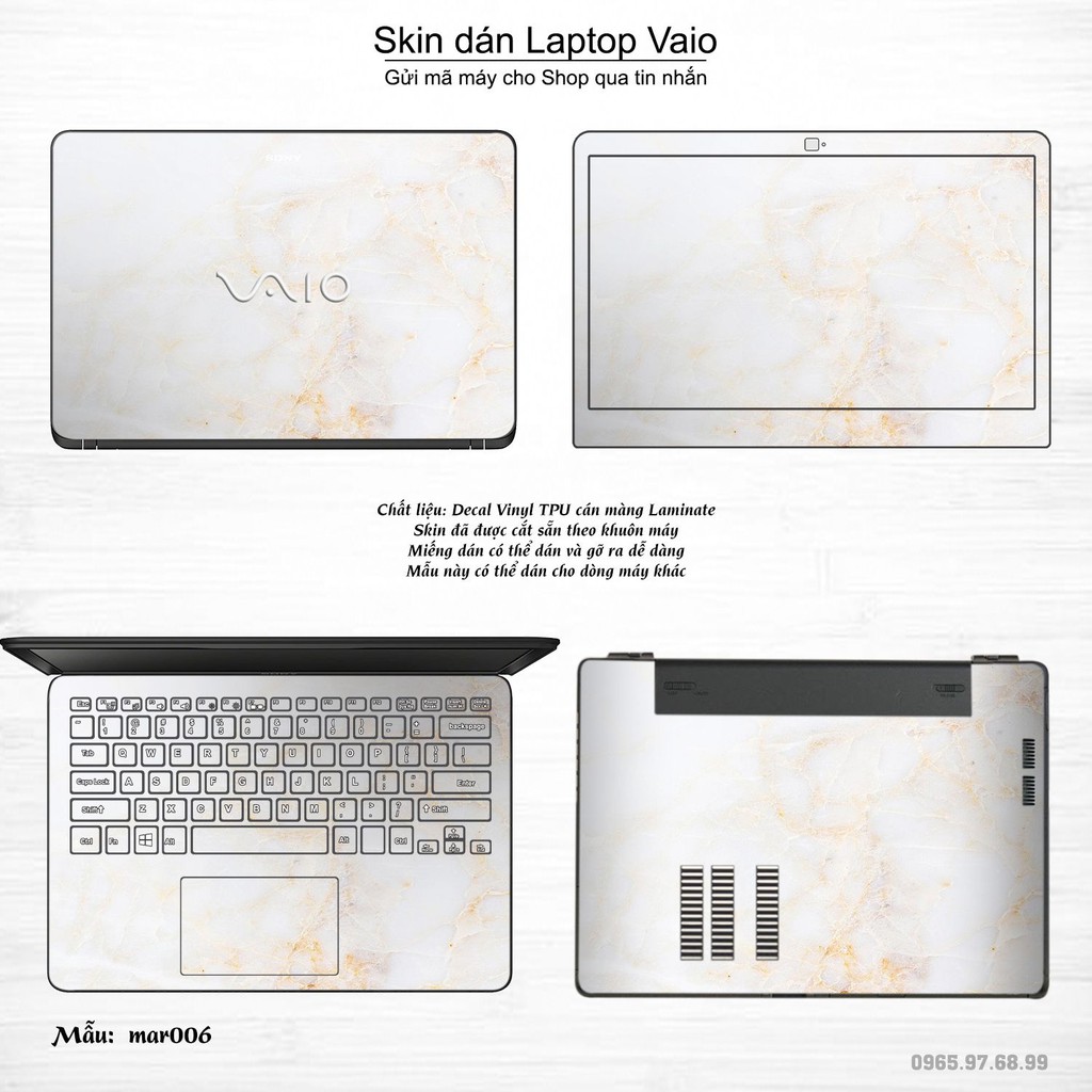 Skin dán Laptop Sony Vaio in hình vân Marble (inbox mã máy cho Shop)