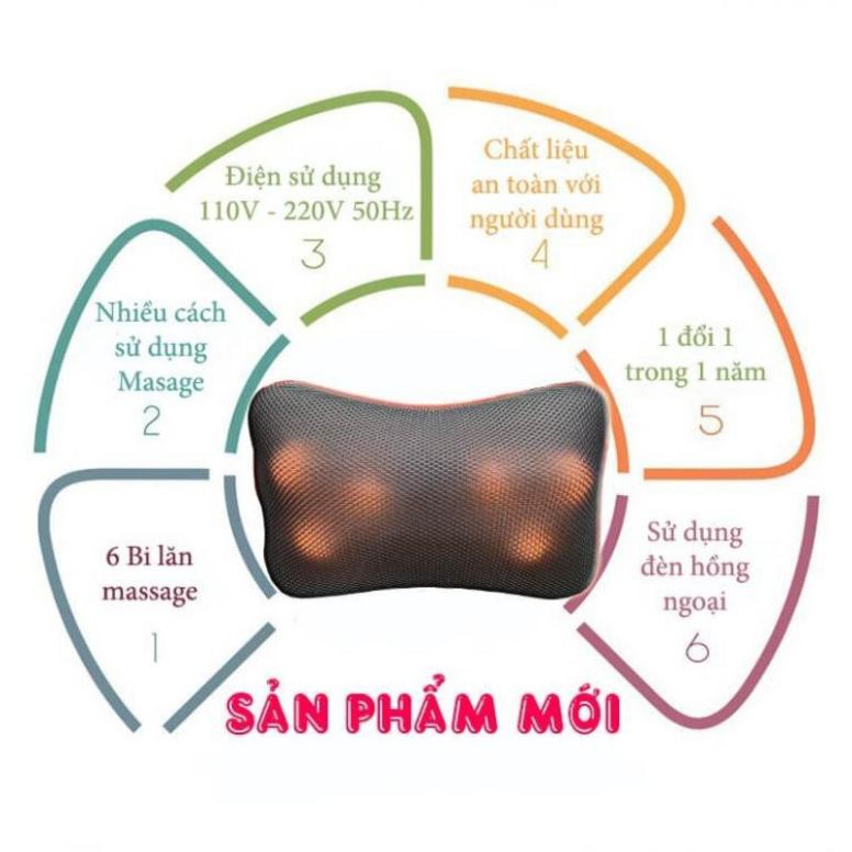 Gối massage FUJIKIMA FJ-488K hồng ngoại đa năng sử dụng được nhiều vị trí đau nhức